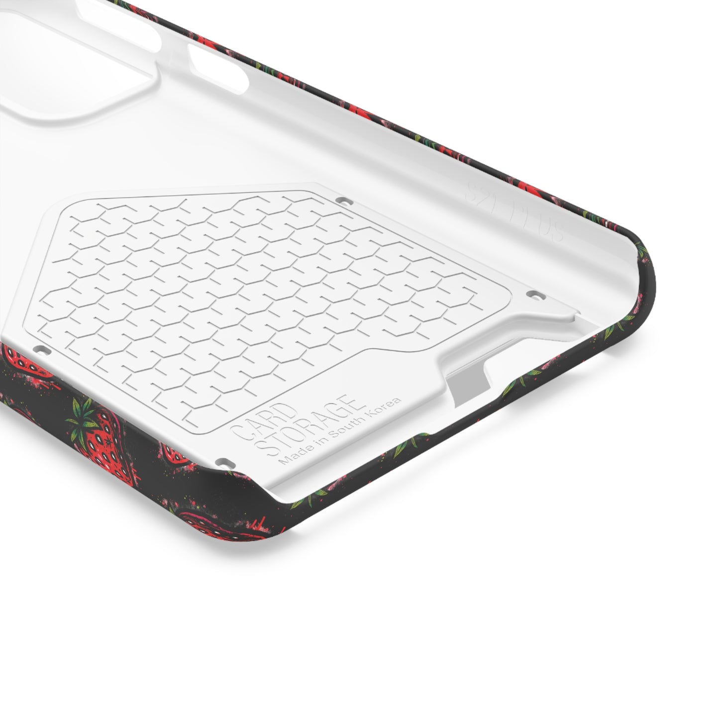 Phone Case with Card Holder - Strawberry Design