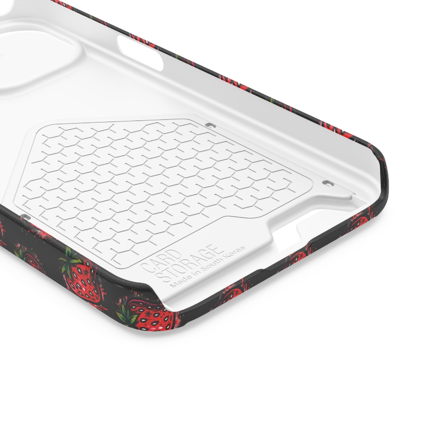 Phone Case with Card Holder - Strawberry Design