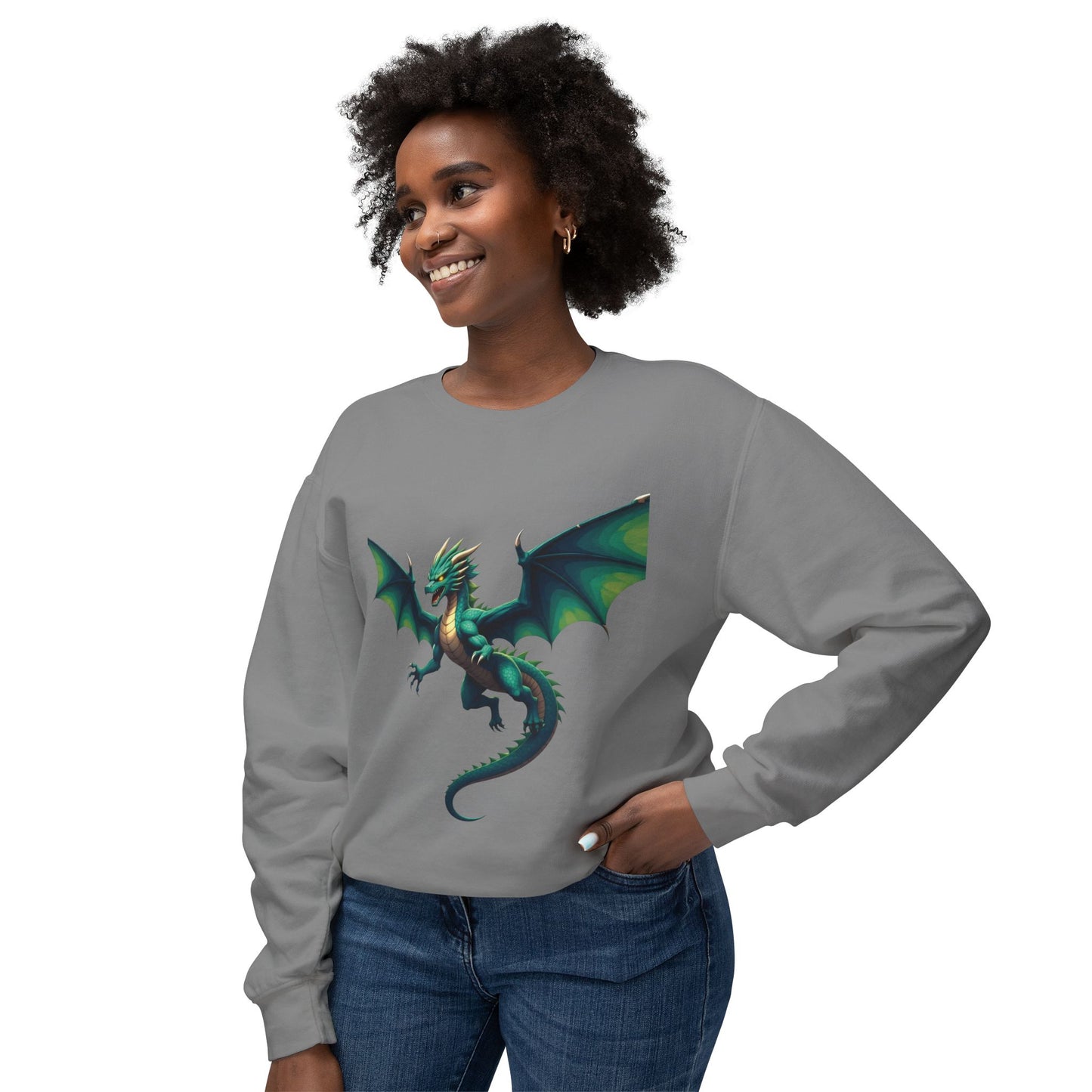 Dragon-Themed Crewneck Sweatshirt, Unisex Fashion, Unique Gift for Gamers, Fantasy Lovers, Comfortable Casualwear