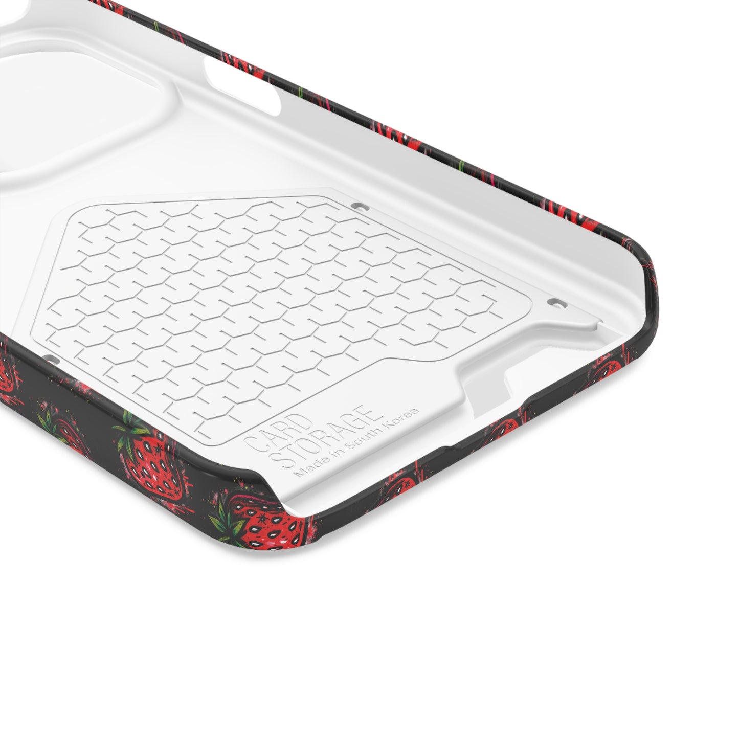 Phone Case with Card Holder - Strawberry Design