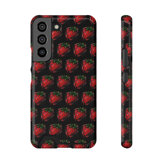 Phone Case with Card Holder - Strawberry Design