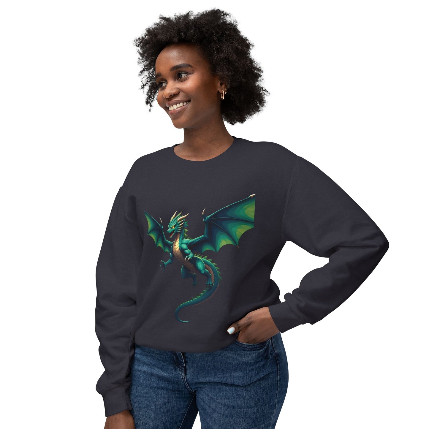 Dragon-Themed Crewneck Sweatshirt, Unisex Fashion, Unique Gift for Gamers, Fantasy Lovers, Comfortable Casualwear
