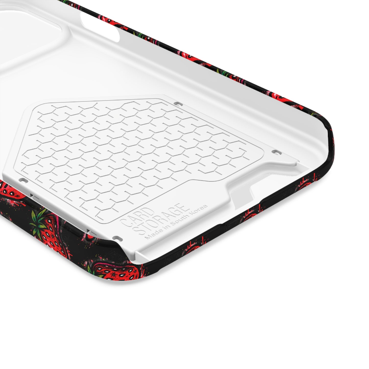 Phone Case with Card Holder - Strawberry Design