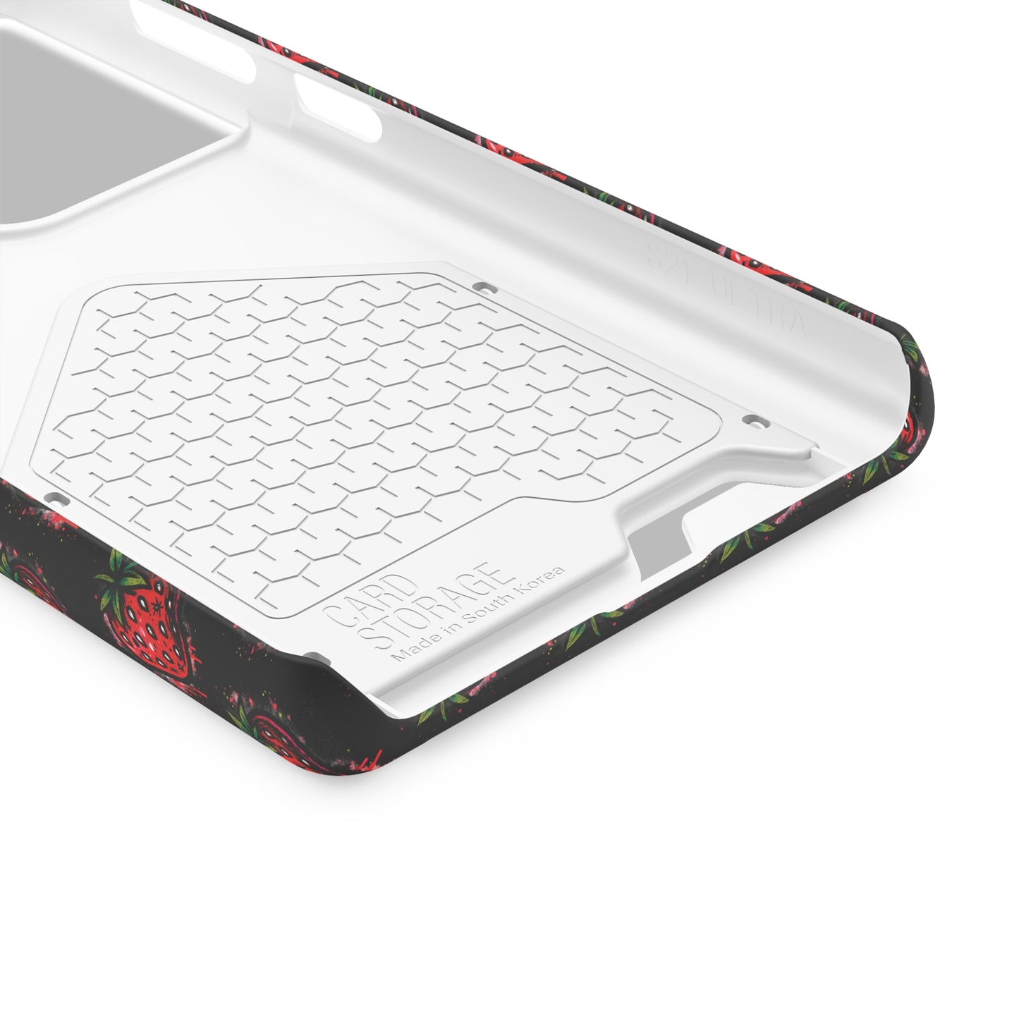 Phone Case with Card Holder - Strawberry Design