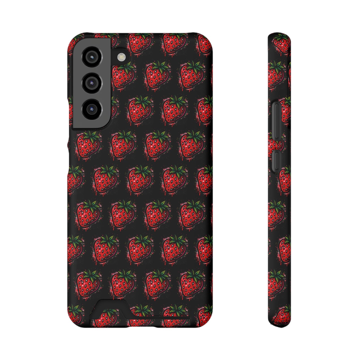 Phone Case with Card Holder - Strawberry Design
