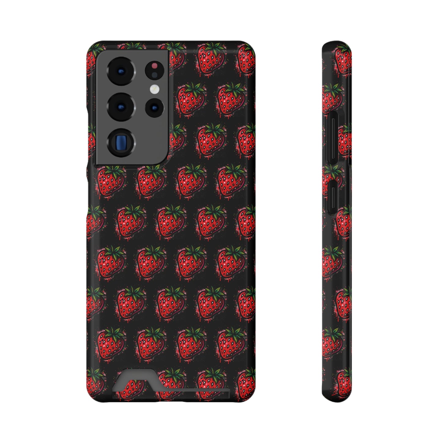 Phone Case with Card Holder - Strawberry Design