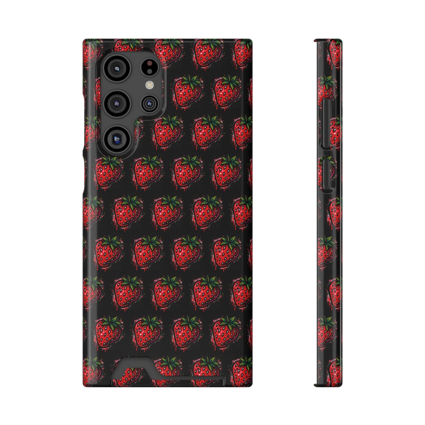 Phone Case with Card Holder - Strawberry Design