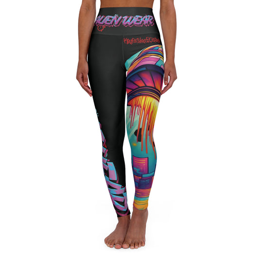 Colorful High Waisted Yoga Leggings - AOP, Activewear, Fitness Leggings, Artistic Workout Pants, Unique Gym Gear