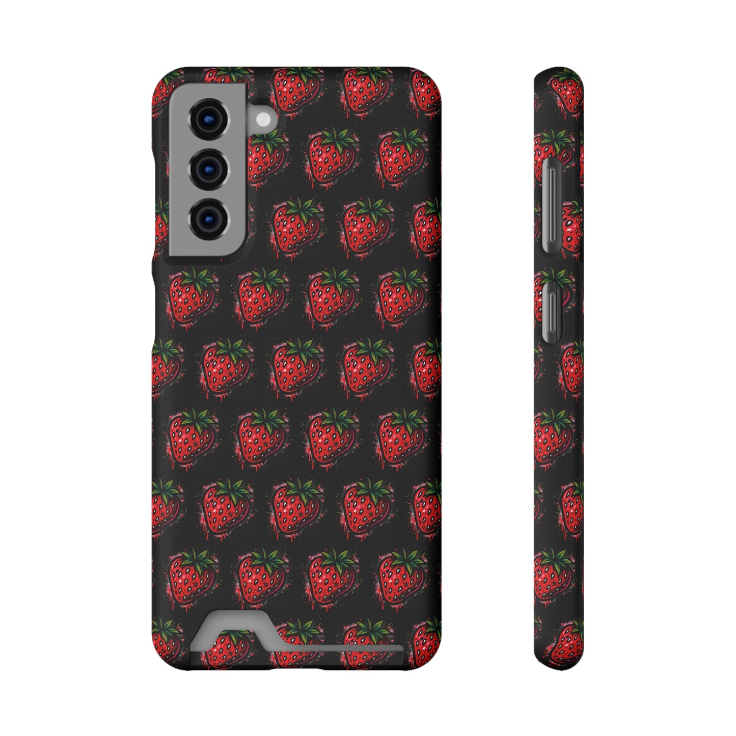 Phone Case with Card Holder - Strawberry Design