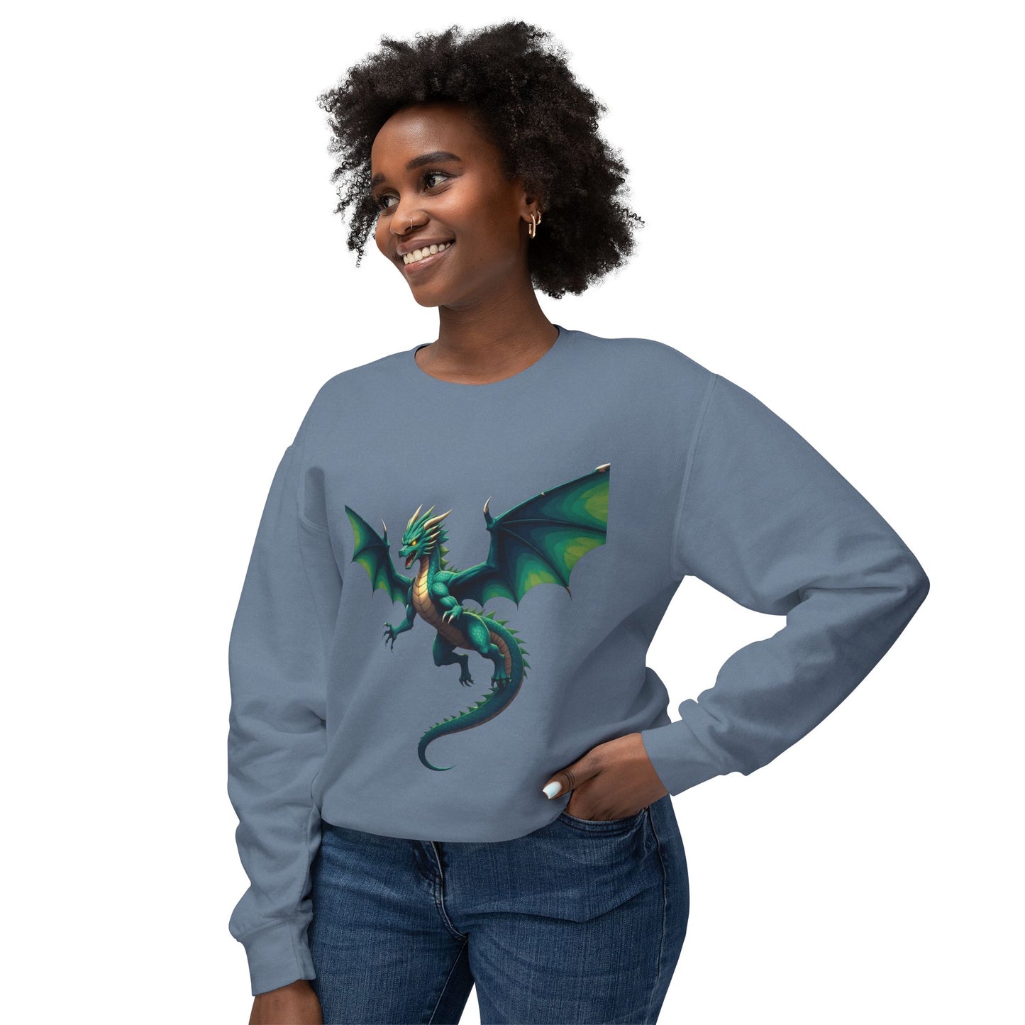 Dragon-Themed Crewneck Sweatshirt, Unisex Fashion, Unique Gift for Gamers, Fantasy Lovers, Comfortable Casualwear