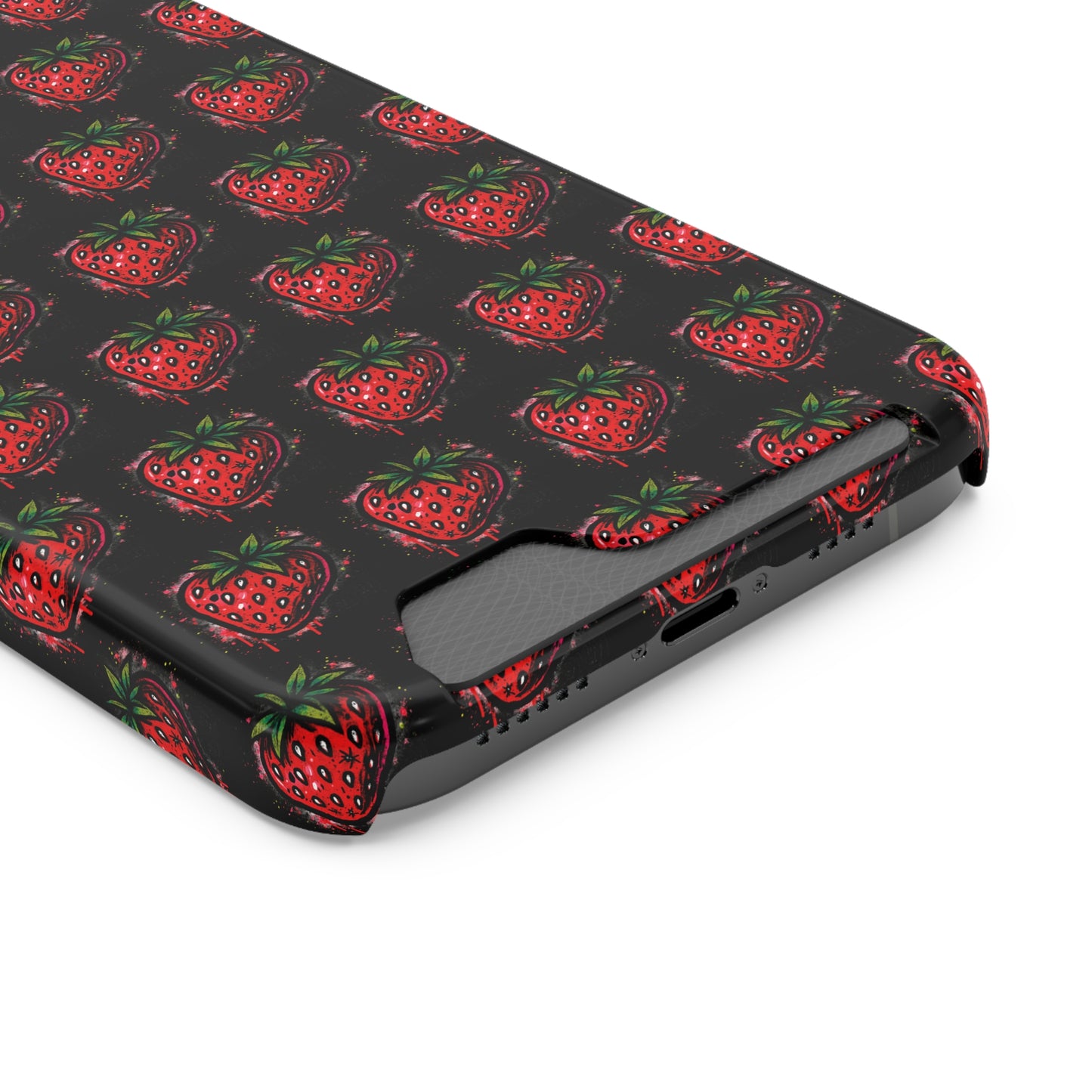 Phone Case with Card Holder - Strawberry Design