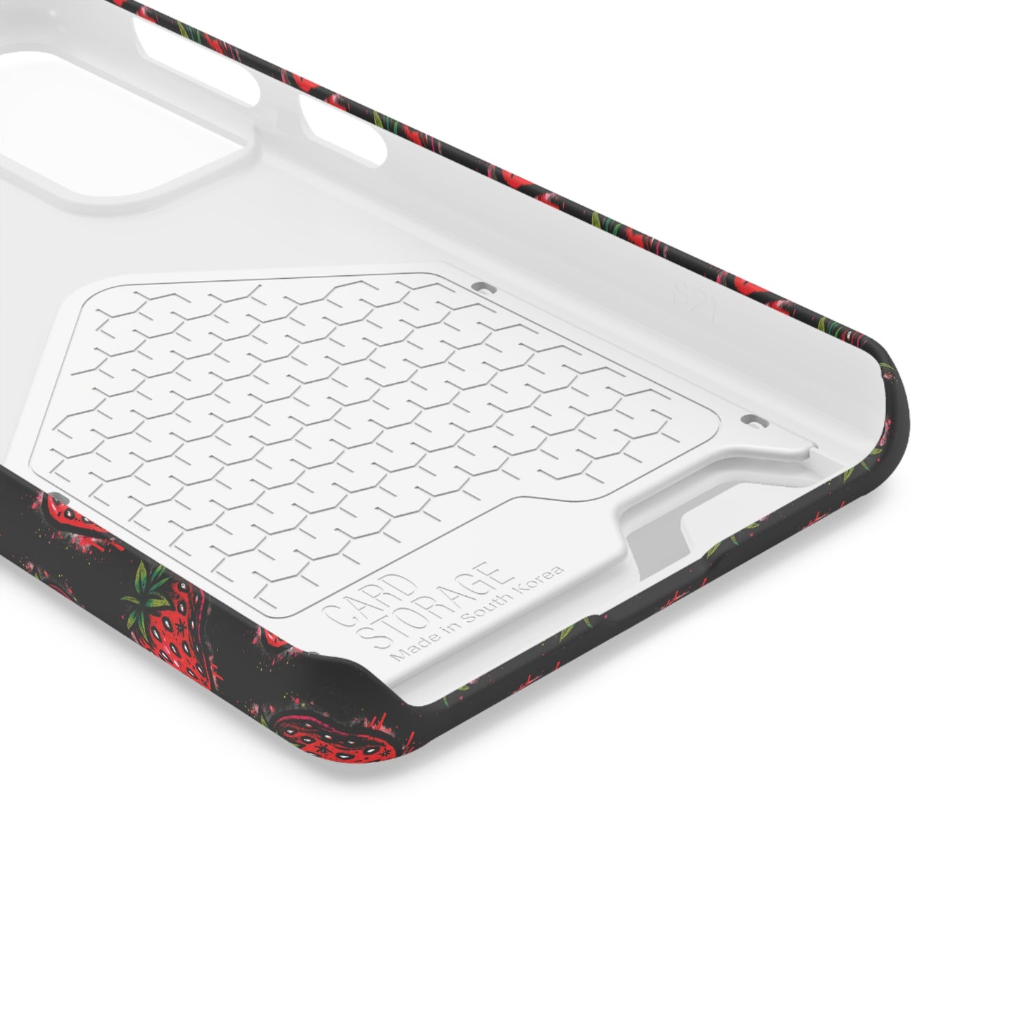 Phone Case with Card Holder - Strawberry Design