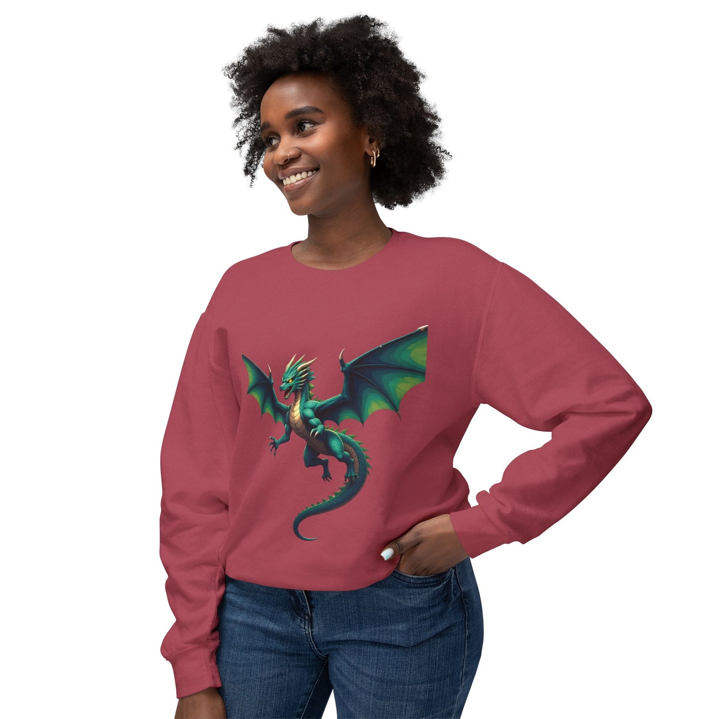 Dragon-Themed Crewneck Sweatshirt, Unisex Fashion, Unique Gift for Gamers, Fantasy Lovers, Comfortable Casualwear