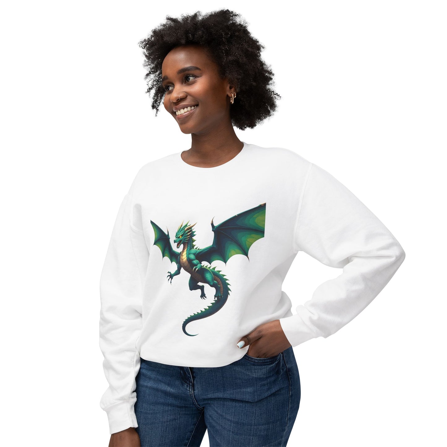 Dragon-Themed Crewneck Sweatshirt, Unisex Fashion, Unique Gift for Gamers, Fantasy Lovers, Comfortable Casualwear