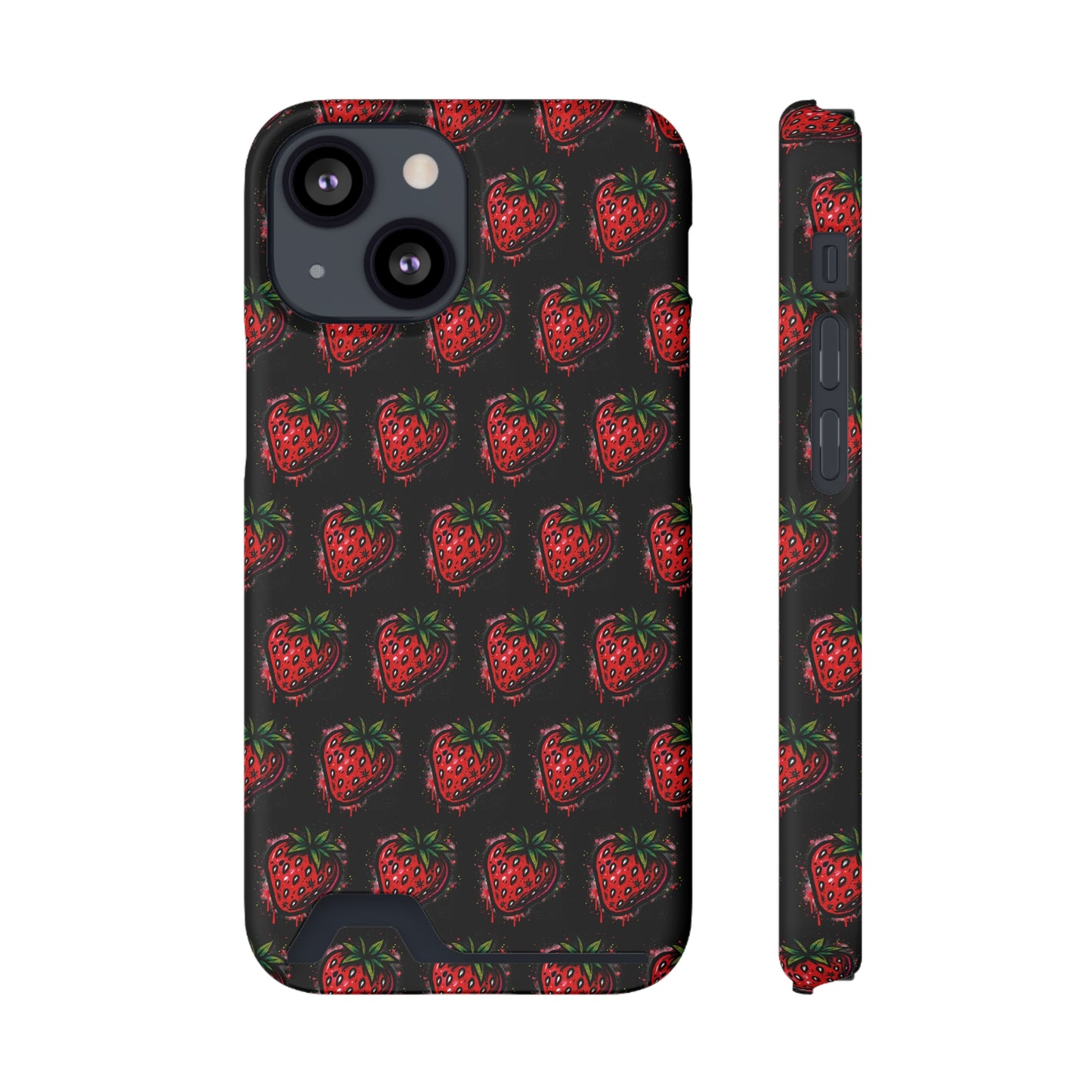 Phone Case with Card Holder - Strawberry Design
