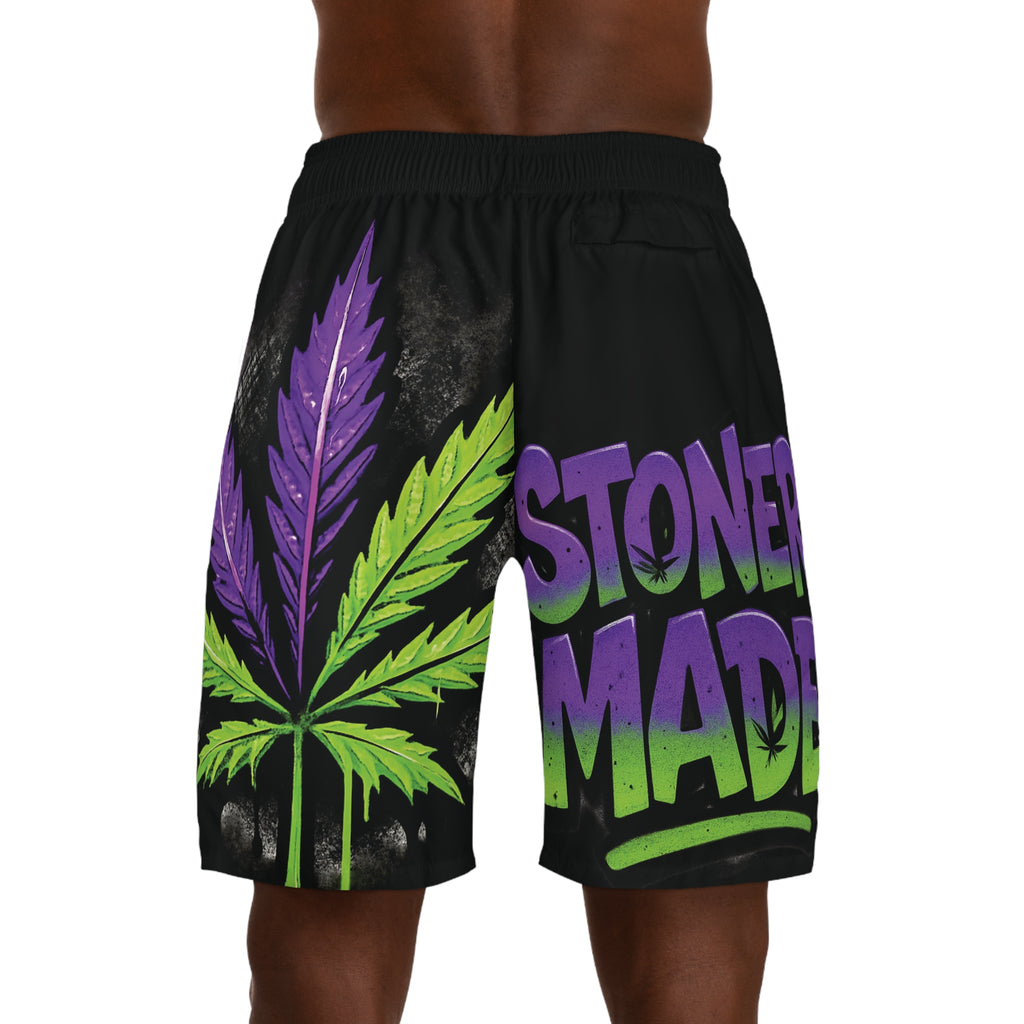 StonerMade Men's Jogger Shorts — All-Over Print Cannabis Lifestyle