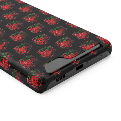 Phone Case with Card Holder - Strawberry Design