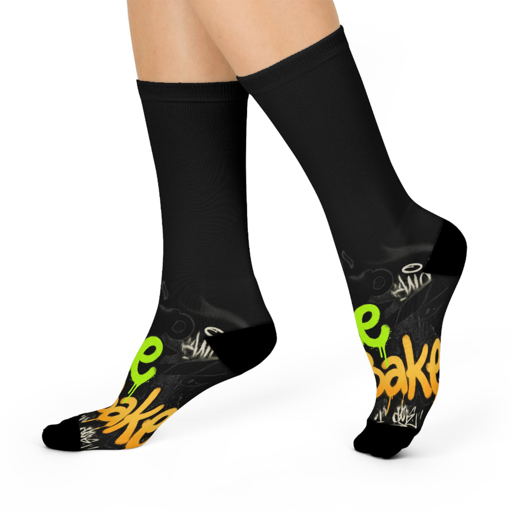 Wake N Bake Cushioned Crew Socks — Funny Cannabis Morning Sock
