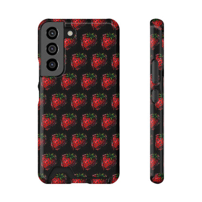 Phone Case with Card Holder - Strawberry Design