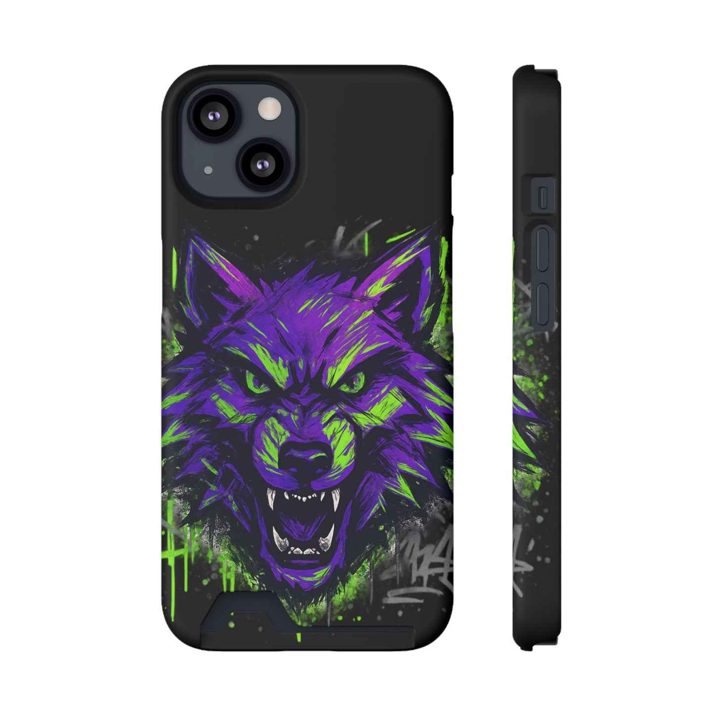 Fierce Wolf Phone Case with Card Holder, Stylish Animal Print Case, Unique Gift for Wolf Lovers, Halloween Accessory, Customizable [...]