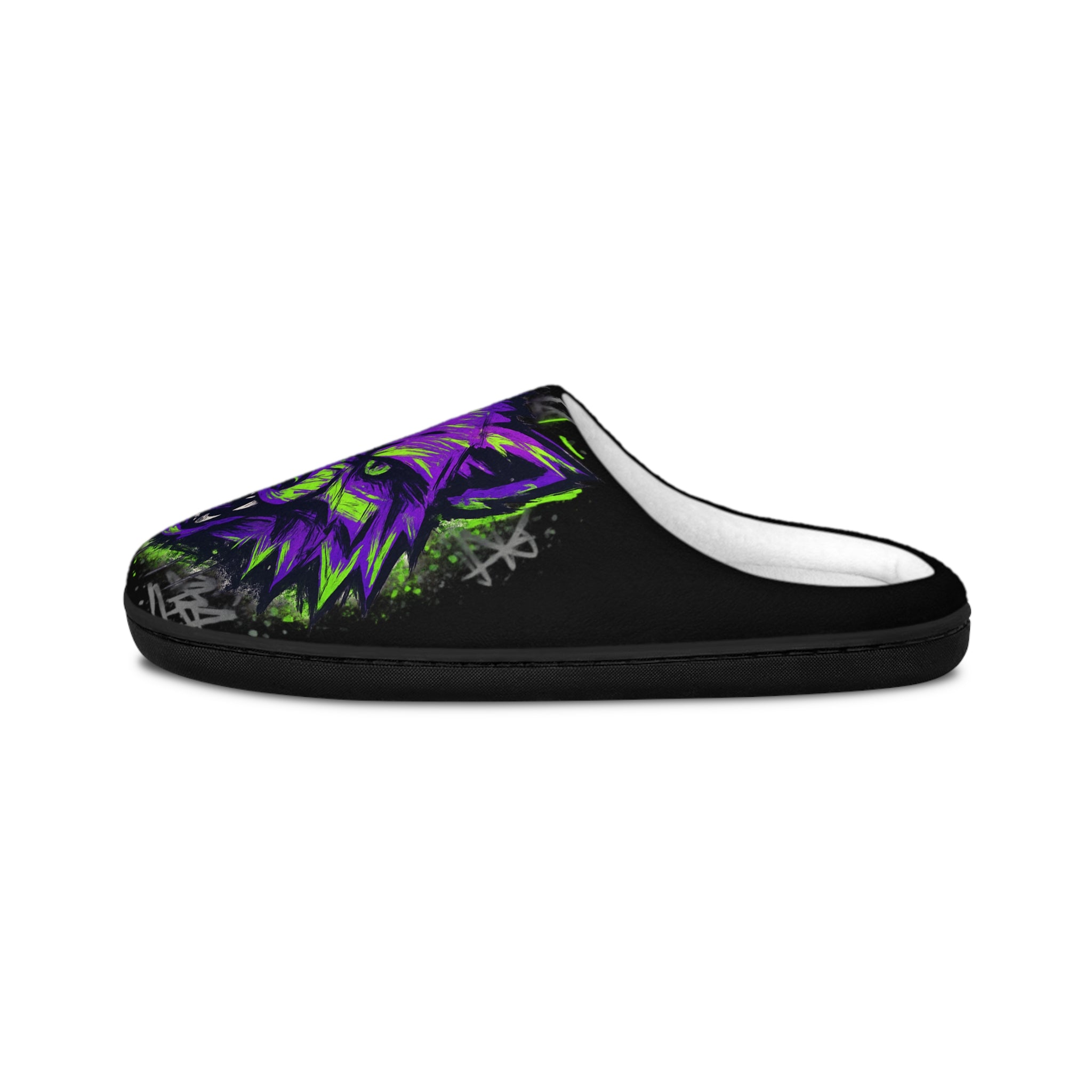 PurpleWolf Men's Indoor Slippers — Cozy Wolf-Themed House Shoes
