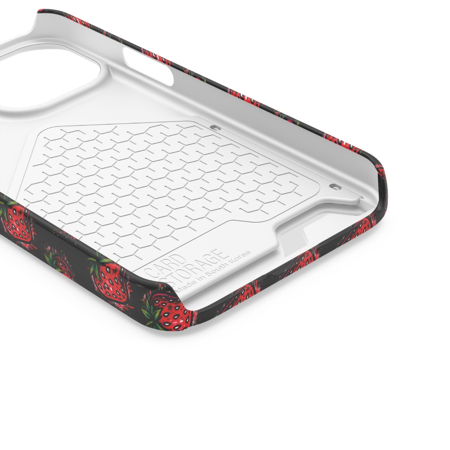 Phone Case with Card Holder - Strawberry Design