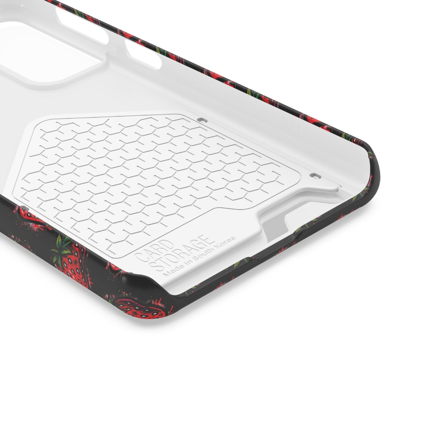 Phone Case with Card Holder - Strawberry Design