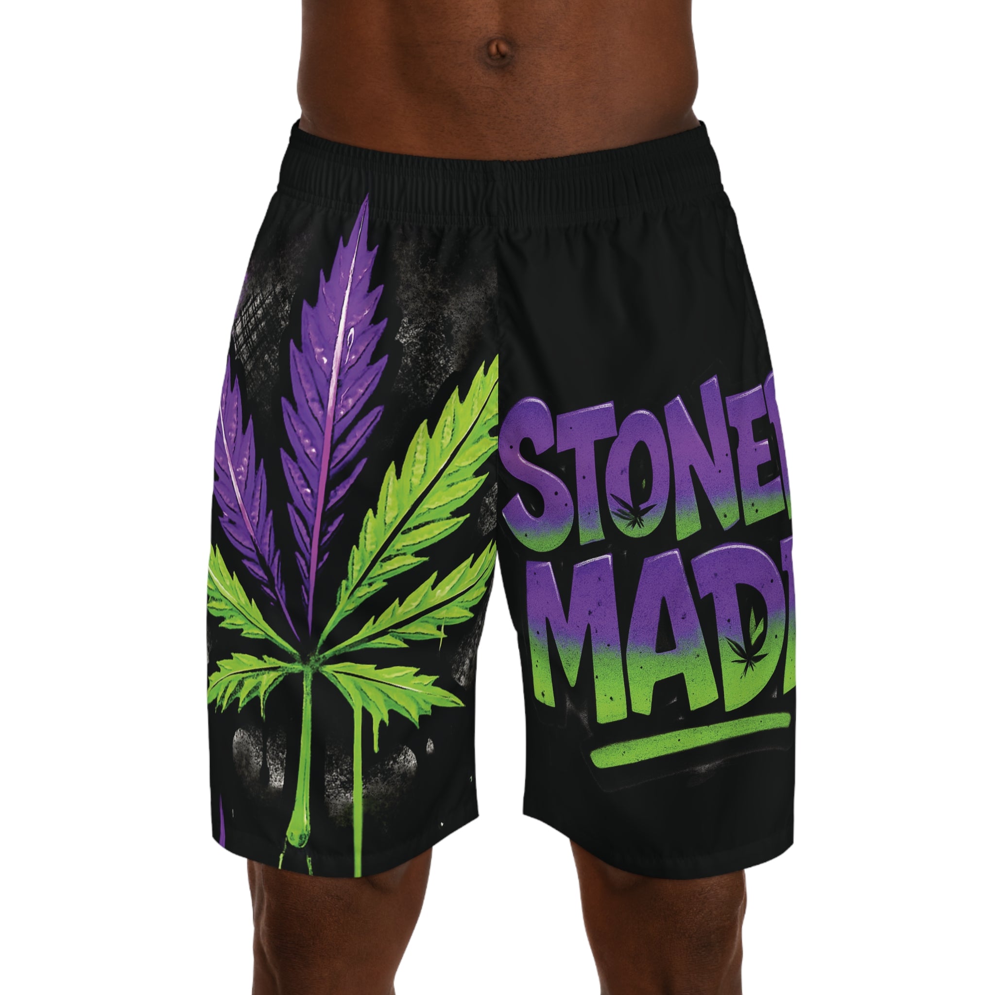 StonerMade Men's Jogger Shorts — All-Over Print Cannabis Lifestyle