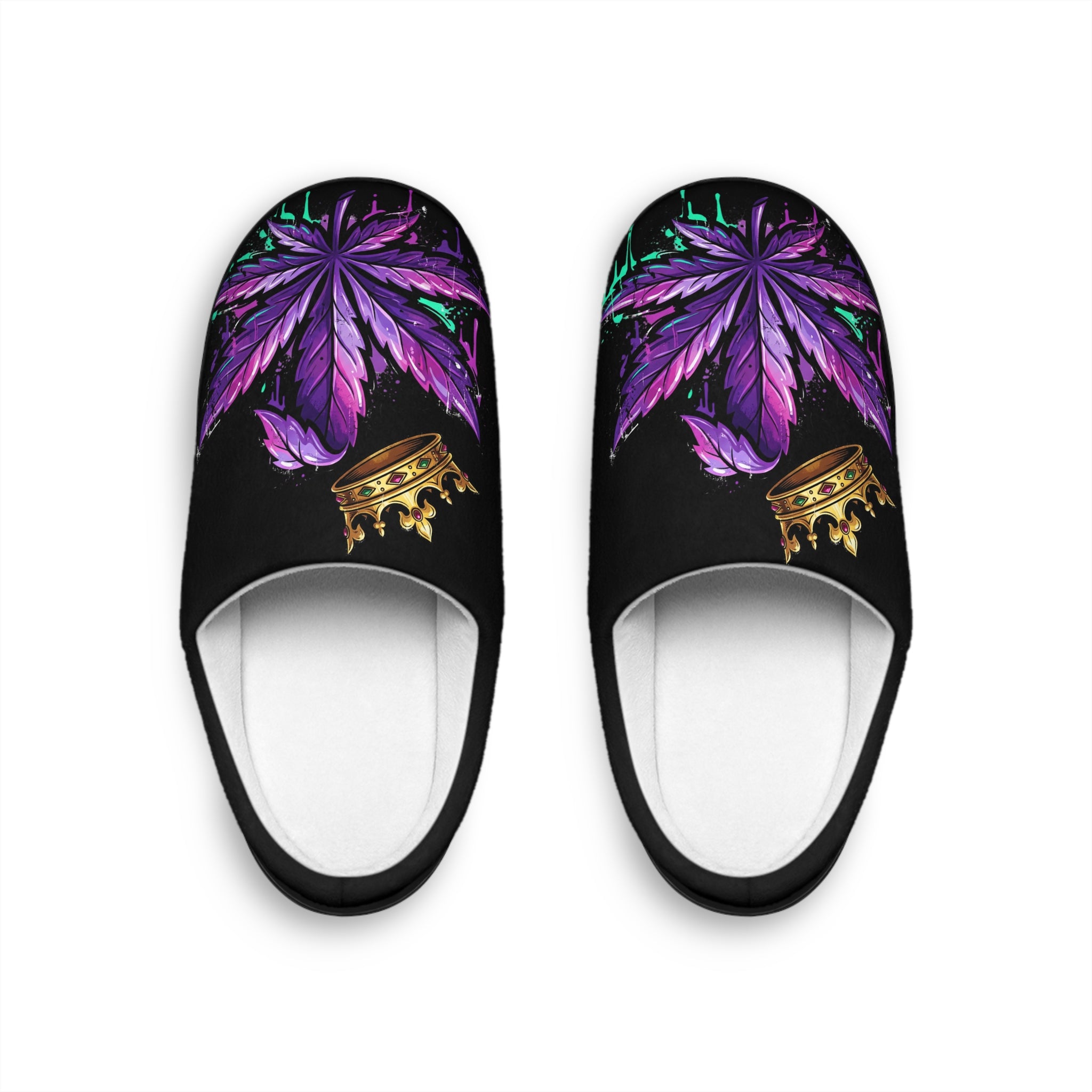 CrownedPurp Men's Indoor Slippers — Plush Purple Crown Logo House Slippers