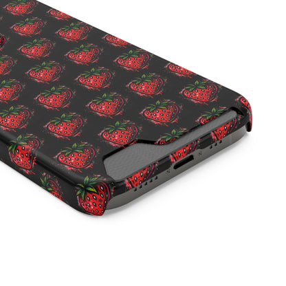 Phone Case with Card Holder - Strawberry Design