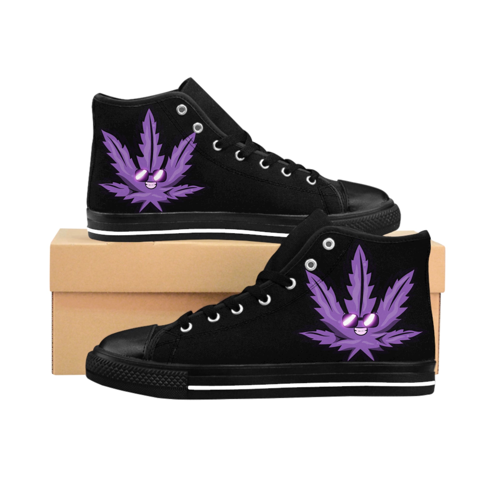 Stylish High-Top Sneakers with Cool Leaf Design | Trendy Footwear for Men, Casual Shoes, Hipster Style, Streetwear, Gift for Him
