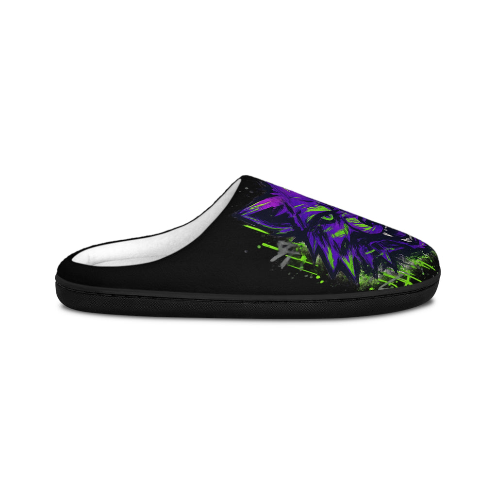 PurpleWolf Men's Indoor Slippers — Cozy Wolf-Themed House Shoes