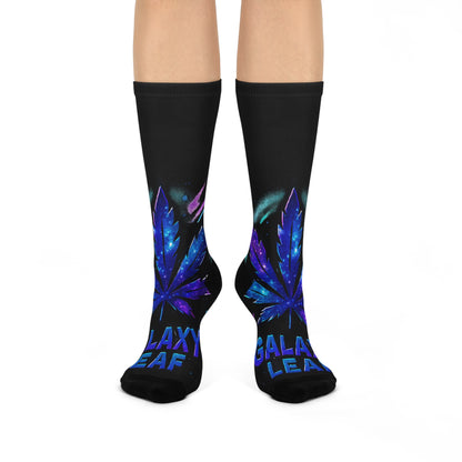 Galaxy Leaf Cushioned Crew Socks | Funky Sock Gift, Weed Socks, Comfortable Casual Socks, Trendy Footwear, Perfect for Parties