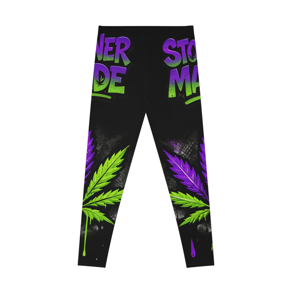 StonerMade Stretchy Leggings — All-Over-Print Cannabis Graphic Leggings
