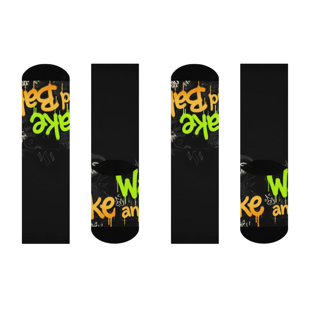 Wake N Bake Cushioned Crew Socks — Funny Cannabis Morning Sock