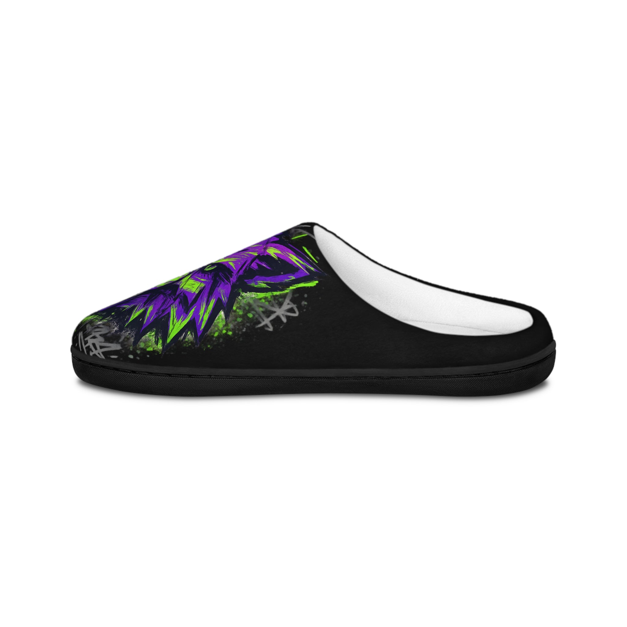 PurpleWolf Men's Indoor Slippers — Cozy Wolf-Themed House Shoes