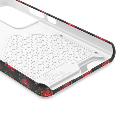 Phone Case with Card Holder - Strawberry Design