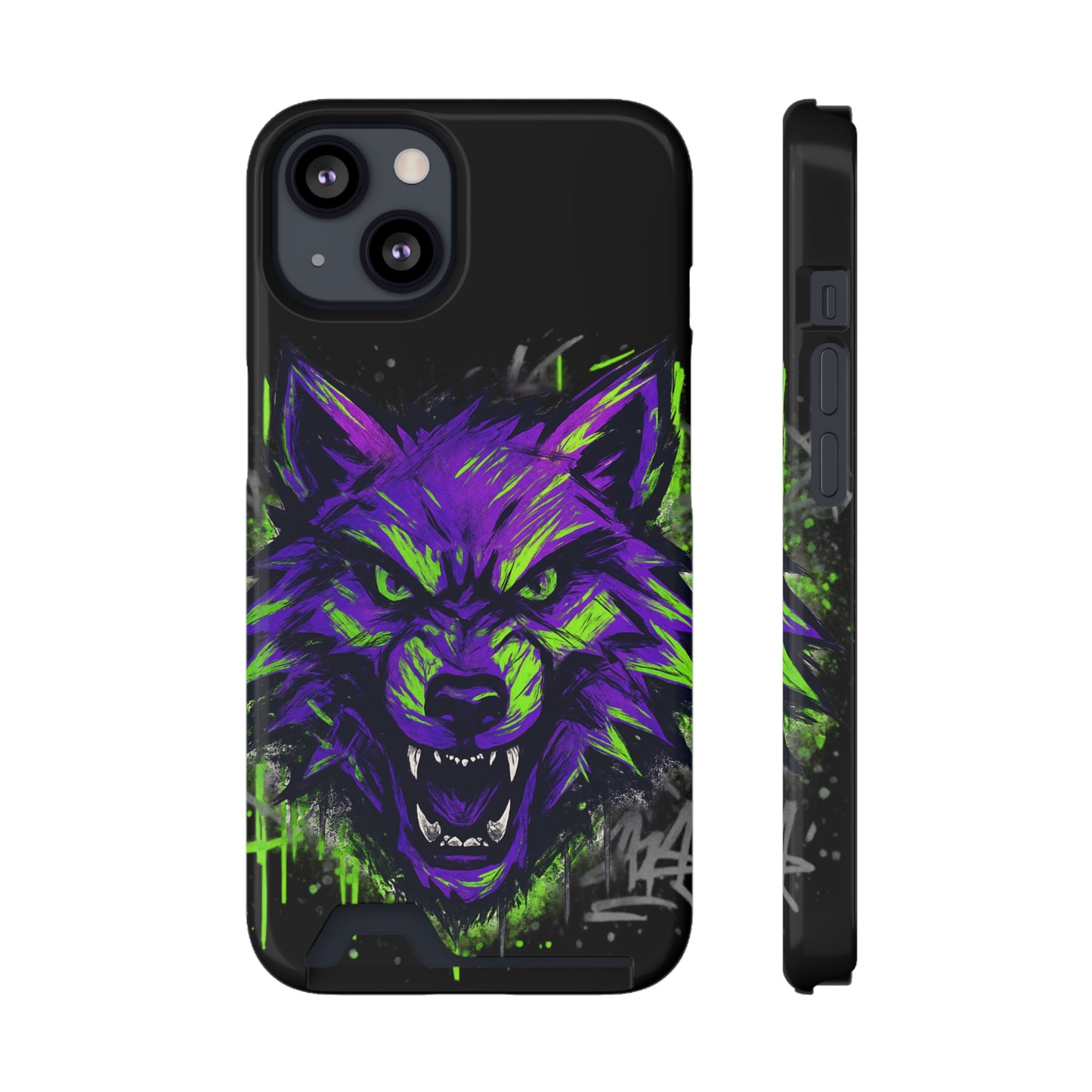 Fierce Wolf Phone Case with Card Holder, Stylish Animal Print Case, Unique Gift for Wolf Lovers, Halloween Accessory, Customizable [...]