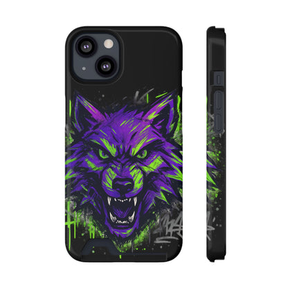 Fierce Wolf Phone Case with Card Holder, Stylish Animal Print Case, Unique Gift for Wolf Lovers, Halloween Accessory, Customizable [...]