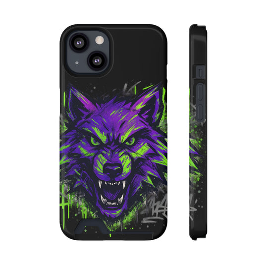 Fierce Wolf Phone Case with Card Holder, Stylish Animal Print Case, Unique Gift for Wolf Lovers, Halloween Accessory, Customizable [...]