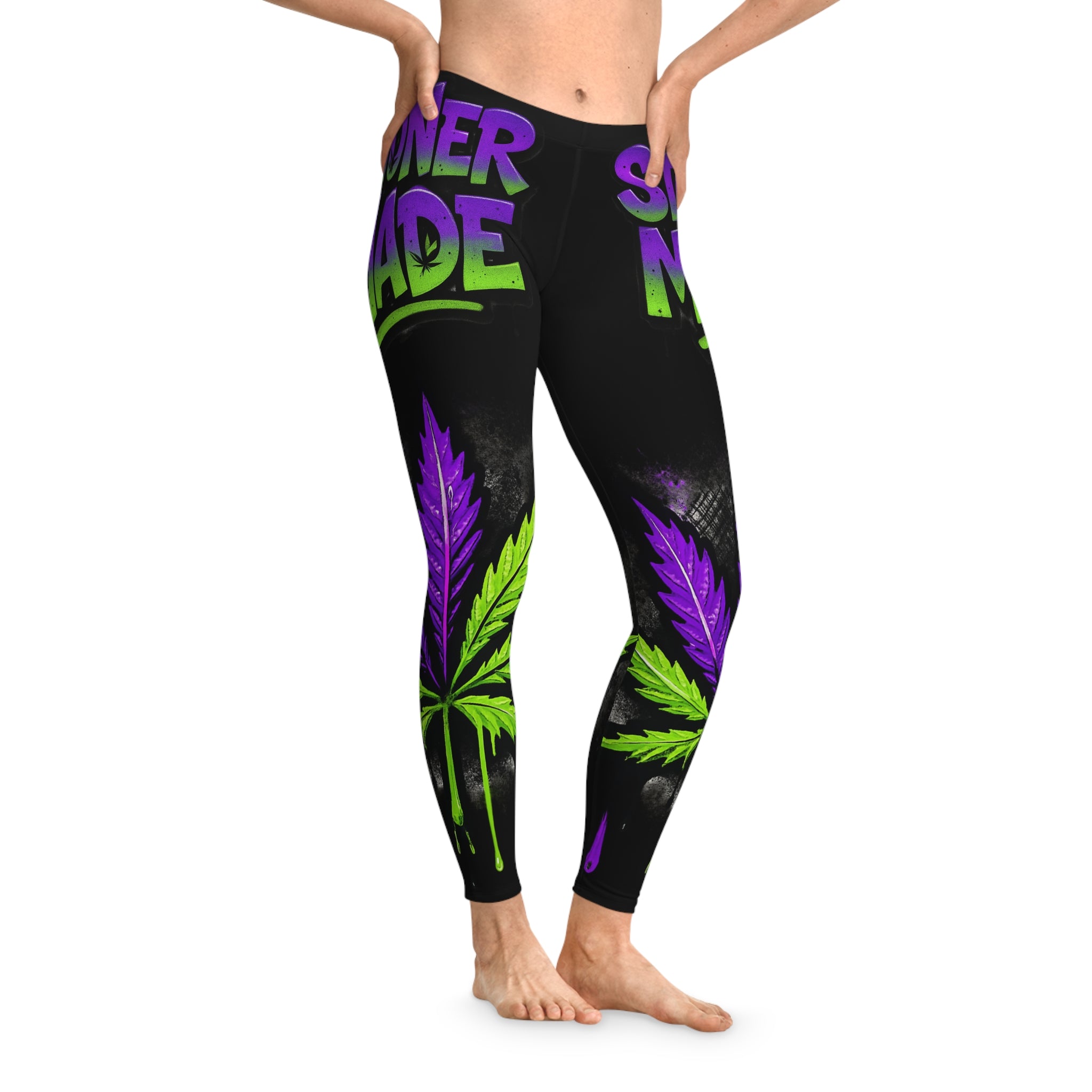 StonerMade Stretchy Leggings — All-Over-Print Cannabis Graphic Leggings