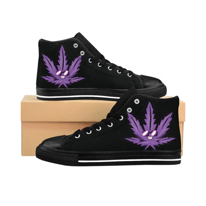 Stylish High-Top Sneakers with Cool Leaf Design | Trendy Footwear for Men, Casual Shoes, Hipster Style, Streetwear, Gift for Him