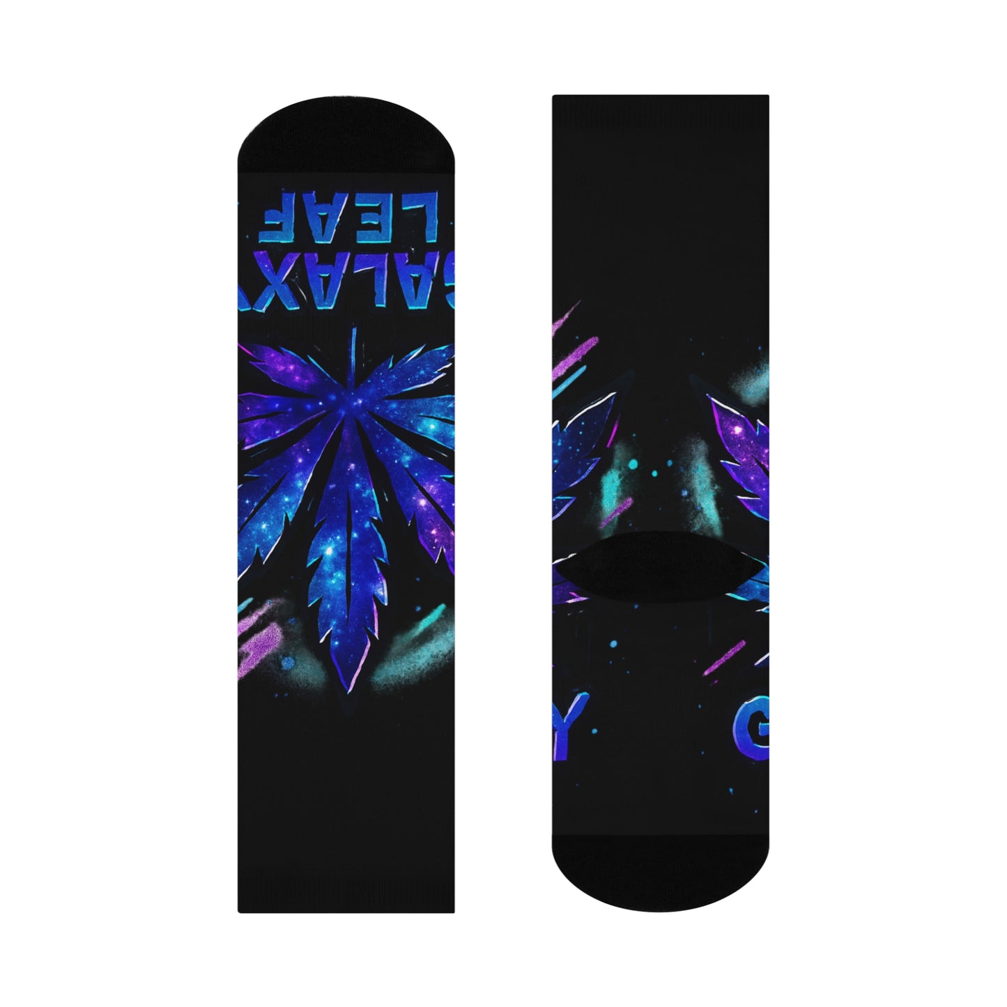 Galaxy Leaf Cushioned Crew Socks | Funky Sock Gift, Weed Socks, Comfortable Casual Socks, Trendy Footwear, Perfect for Parties
