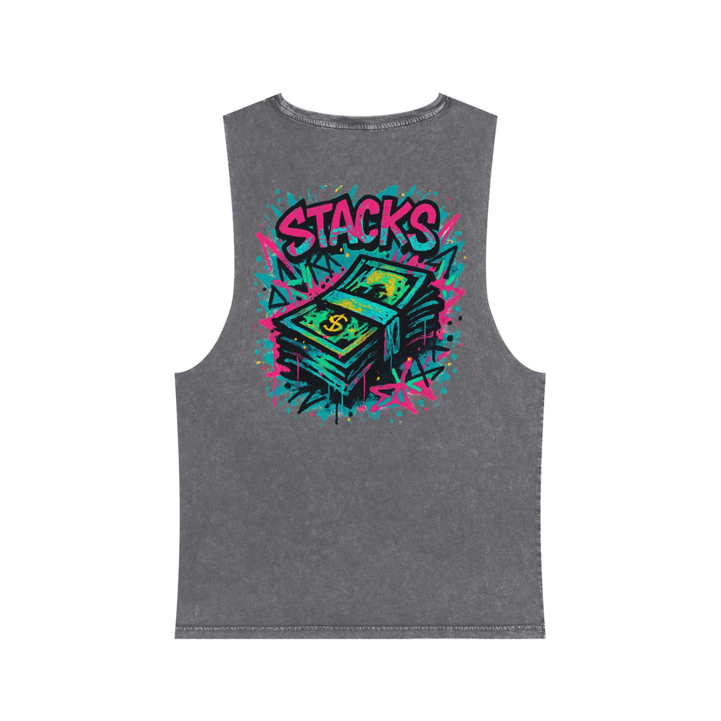 Tank Top Money Stacks Print Unisex Stonewash Tank Top