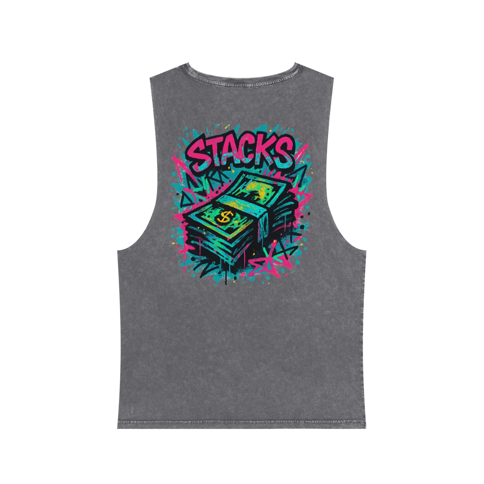 Tank Top Money Stacks Print Unisex Stonewash Tank Top