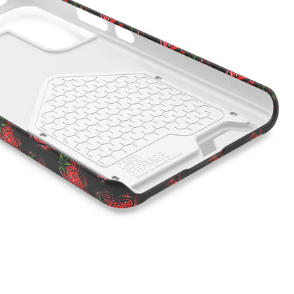 Phone Case with Card Holder - Strawberry Design