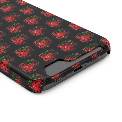 Phone Case with Card Holder - Strawberry Design