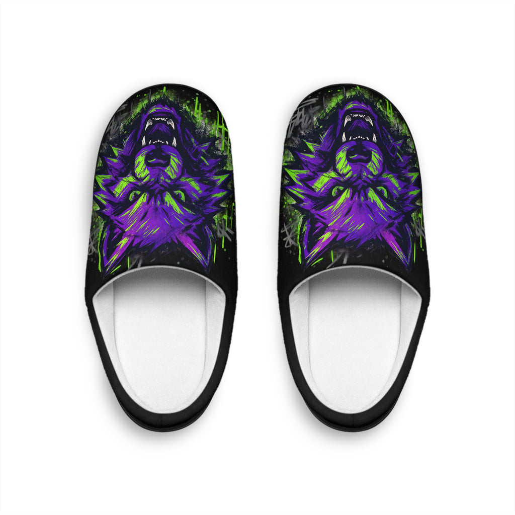 PurpleWolf Men's Indoor Slippers — Cozy Wolf-Themed House Shoes