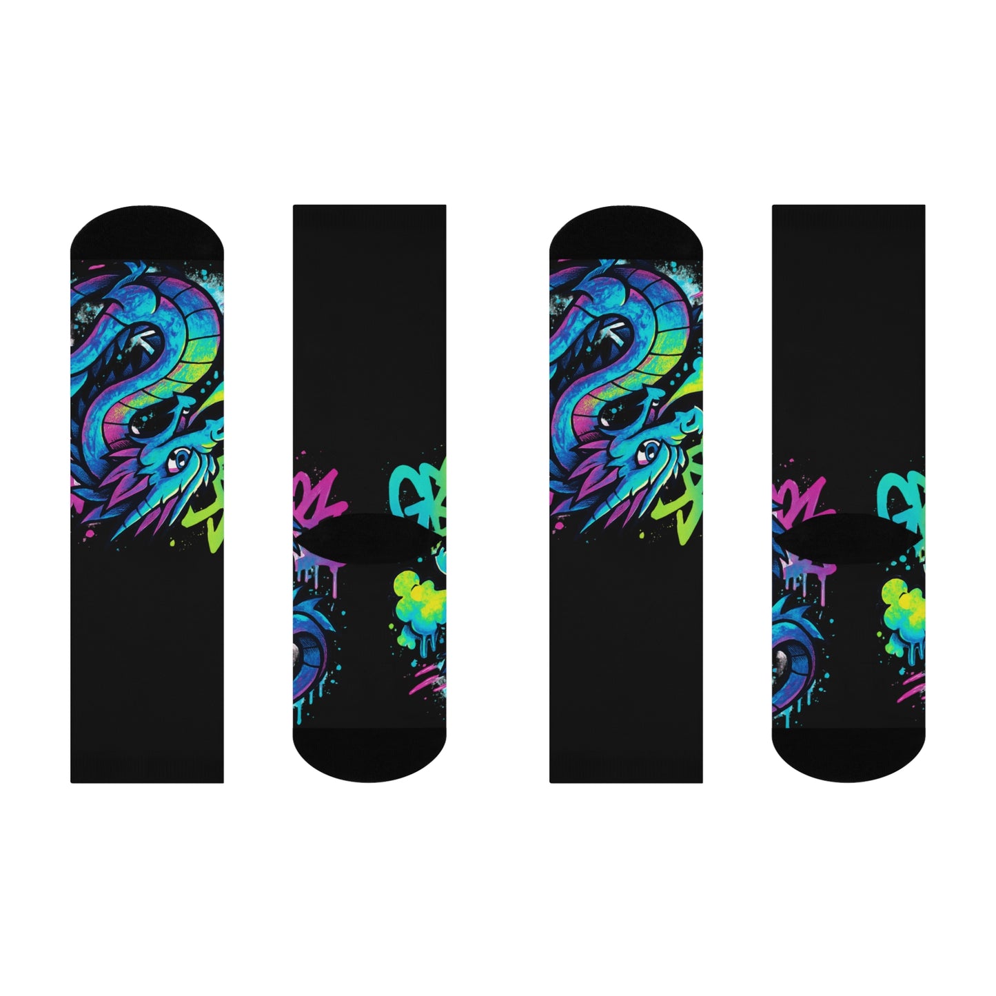 Vibrant Dragon Art Crew Socks | Fun Gift, Colorful Cushioned Socks for Cozy Days, Unique Fashion Accessory, Dragon Lover's Gift
