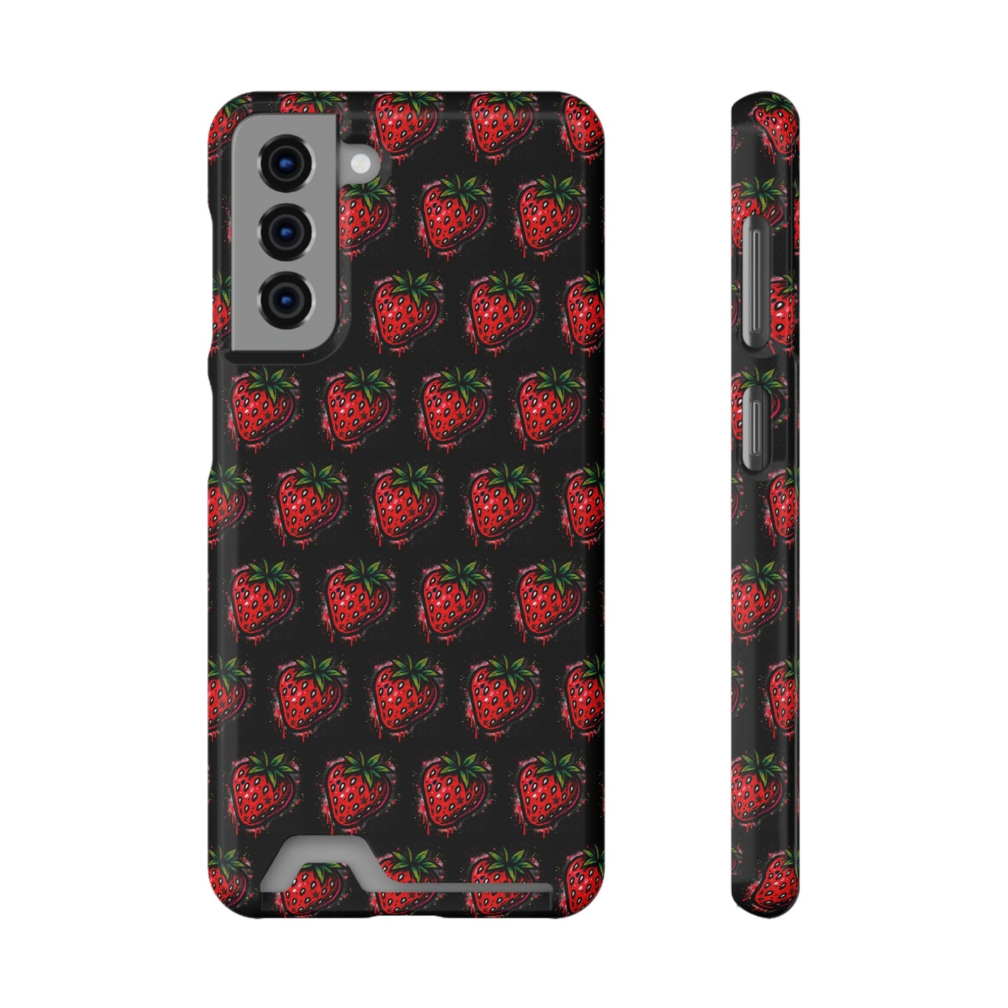 Phone Case with Card Holder - Strawberry Design